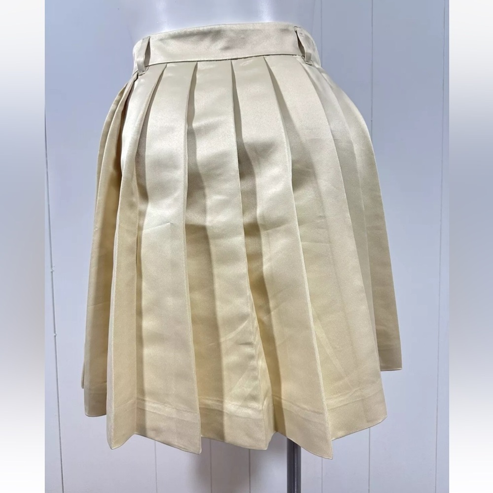 NWT J Crew Women's Sz 8 Yellow Gold Pleated Wrap Satin Skirt A Line - Picture 3 of 10